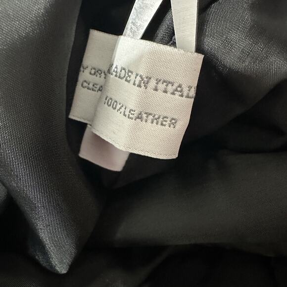 Miu Miu Black Leather Pencil Skirt 38 Blue Trim Italy Genuine Designer Midi Y2K - Picture 12 of 14